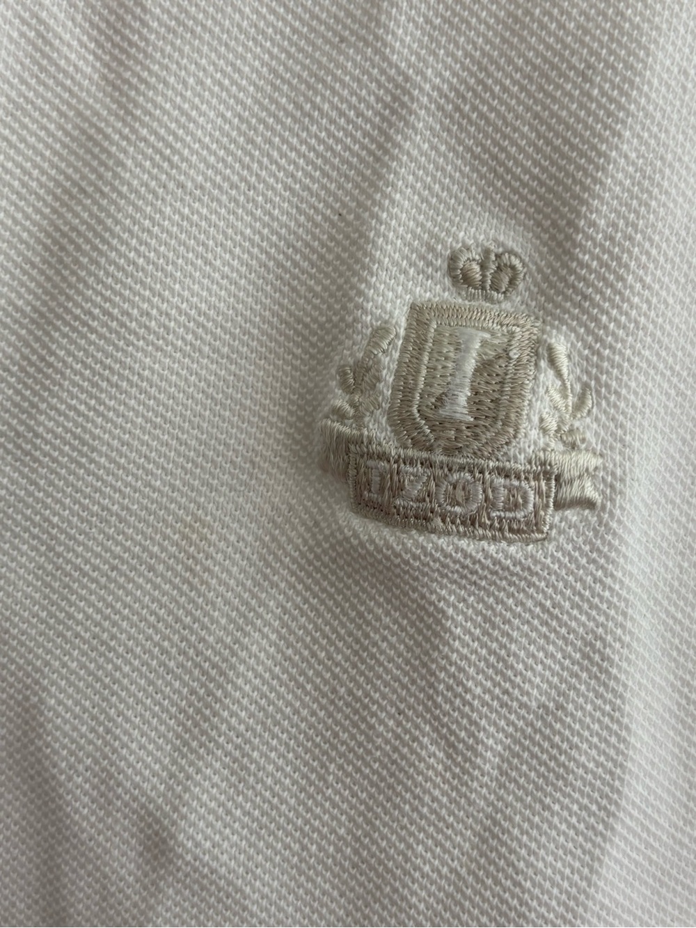 Izod Cream-White Polo with Embroidered Crest